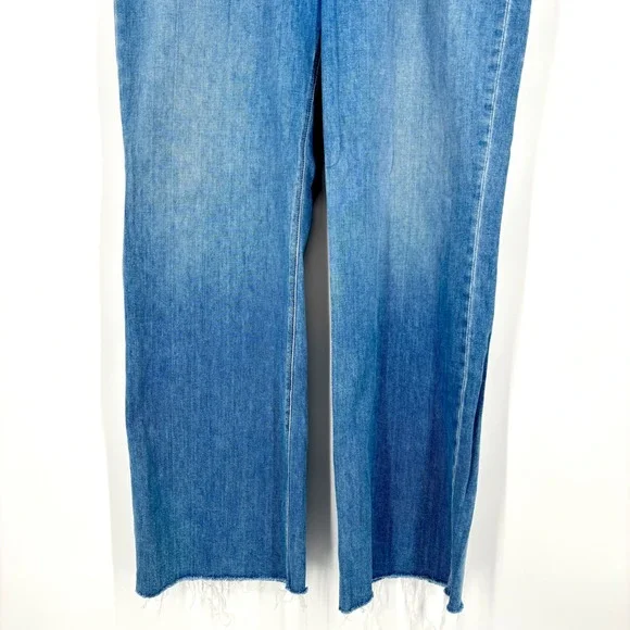 Favorite Daughter Jordie Wide Leg Jeans Sz 34 Long Super High Rise Blue Cotton - Picture 9 of 16